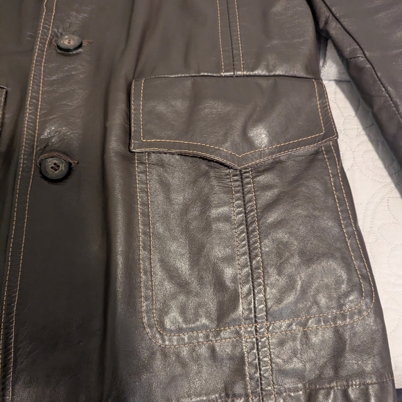 Vintage 1960s/1970s William Barry Genuine Leather Car Coat – Size 40 - Picture 2 of 12
